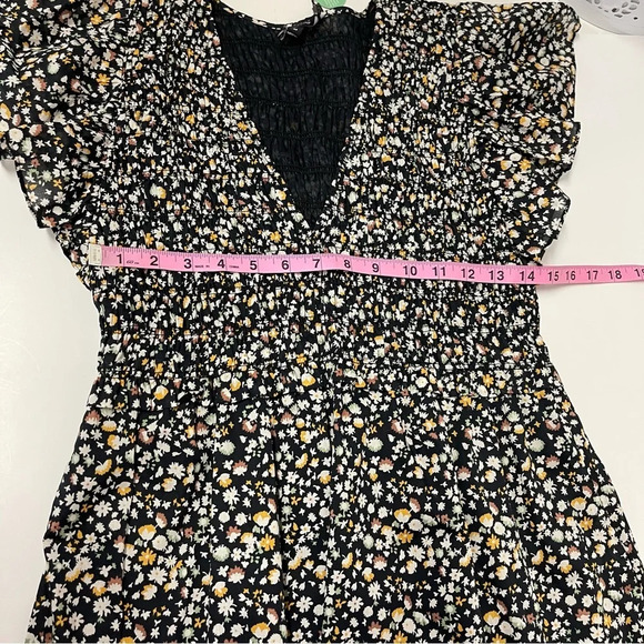 Rails Midi Dress Womens Medium Black Mini Floral Clementine Smocked Prairie NWT - Picture 11 of 13